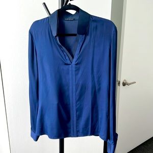 Navy Elie Tahiti silk long sleeve blouse